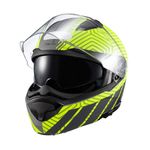 Capacete Texx Escamotiavel Kratos Cyber   Cinza Verde Fosco 