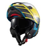 Capacete Texx Escamotiavel Kratos Cyber Azul Verde Fosco 