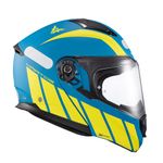 Capacete Texx Escamotiavel Kratos Cyber Azul Verde Fosco 