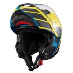 Capacete Texx Escamotiavel Kratos Cyber Azul Verde Fosco 