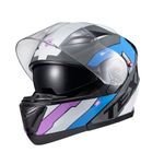 Capacete Texx Escamotiavel Gladiator V3 Reisen  Azul Rosa Branco 