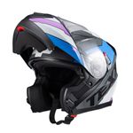 Capacete Texx Escamotiavel Gladiator V3 Reisen  Azul Rosa Branco 