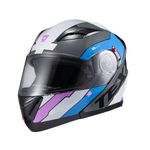 Capacete Texx Escamotiavel Gladiator V3 Reisen  Azul Rosa Branco 