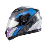 Capacete Texx Escamotiavel Gladiator V3 Reisen  Azul Rosa Branco 
