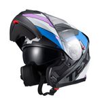 Capacete Texx Escamotiavel Gladiator V3 Reisen  Azul Rosa Branco 