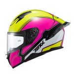 Capacete Texx Fechado Raptor Hornet Verde Rosa Branco