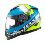 Capacete Texx Fechado Wing Superstar  Azul verde branco 