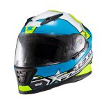 Capacete Texx Fechado Wing Superstar  Azul verde branco 