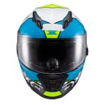 Capacete Texx Fechado Wing Superstar  Azul verde branco 