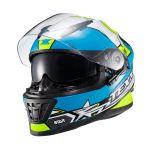 Capacete Texx Fechado Wing Superstar  Azul verde branco 