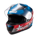 Capacete Texx Strike Superstar Azul Vermelho Branco 