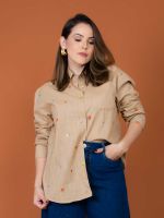 Camisa Feminina em Chambray Bordada Aghata