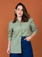 Camisa Feminina em Chambray Bordada Aghata