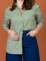 Camisa Feminina em Chambray Bordada Aghata