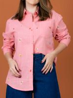 Camisa Feminina em Chambray Bordada Aghata