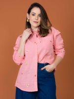 Camisa Feminina em Chambray Bordada Aghata