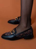 Mocassim Feminino em Couro e Tela Elisa