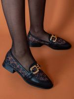 Mocassim Feminino em Couro e Tela Elisa
