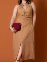 Vestido Midi com Fenda Frontal Vanessa