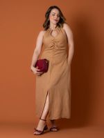 Vestido Midi com Fenda Frontal Vanessa