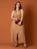 Vestido Midi com Fenda Frontal Vanessa