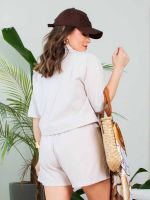 Shorts Feminino Listrado em Tricoline Portofino