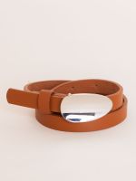Cinto Minimalista com Fivela Oval Mônaco
