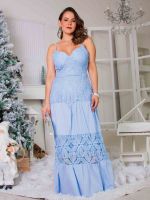Vestido Longo em Renda Guipir em Camadas Amalfi