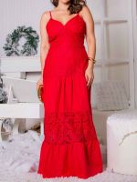 Vestido Longo em Renda Guipir em Camadas Amalfi