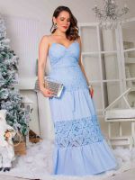 Vestido Longo em Renda Guipir em Camadas Amalfi