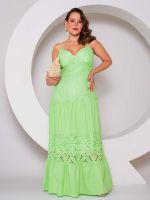 Vestido Longo em Renda Guipir em Camadas Amalfi