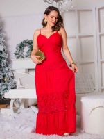 Vestido Longo em Renda Guipir em Camadas Amalfi