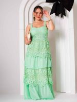 Vestido Longo em Renda Guipir com Camadas Milão