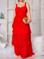 Vestido Longo em Renda Guipir com Camadas Milão