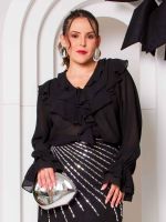 Blusa em Chiffon com Babados Milão