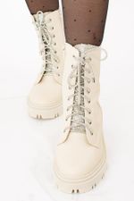 Bota Coturno Feminina Tratorada Cano Médio Shine