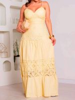 Vestido Longo em Renda Guipir em Camadas Amalfi