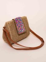 Bolsa de Palha com Fecho em Pedraria íris