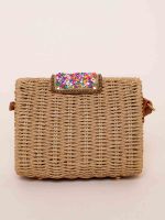 Bolsa de Palha com Fecho em Pedraria íris