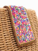 Bolsa de Palha com Fecho em Pedraria íris