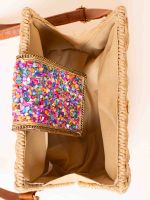 Bolsa de Palha com Fecho em Pedraria íris