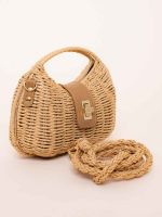Bolsa de Palha Trançada Clara