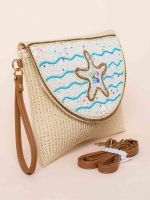 Clutch de Palha com Aplique de Miçangas Maya