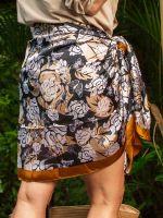 Lenço Canga de Cetim Estampa Floral Jade