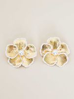 Brinco Flor Dourada com Pérola Beatriz