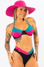 Top Biquíni Malibu Azul e Pink