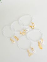 Mix de Pulseiras Elástica com Miçangas e Conchas Isabel