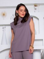 Blusa Canelada com Gola Alta e Manga Japonesa Taísa