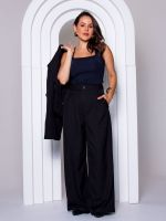 Calça  Alfaiataria Pantalona com Pregas Frontais Emanuelle