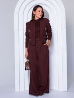 Calça  Alfaiataria Pantalona com Pregas Frontais Emanuelle